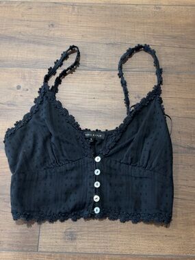 Kendall and Kylie black floral crop top with button detail